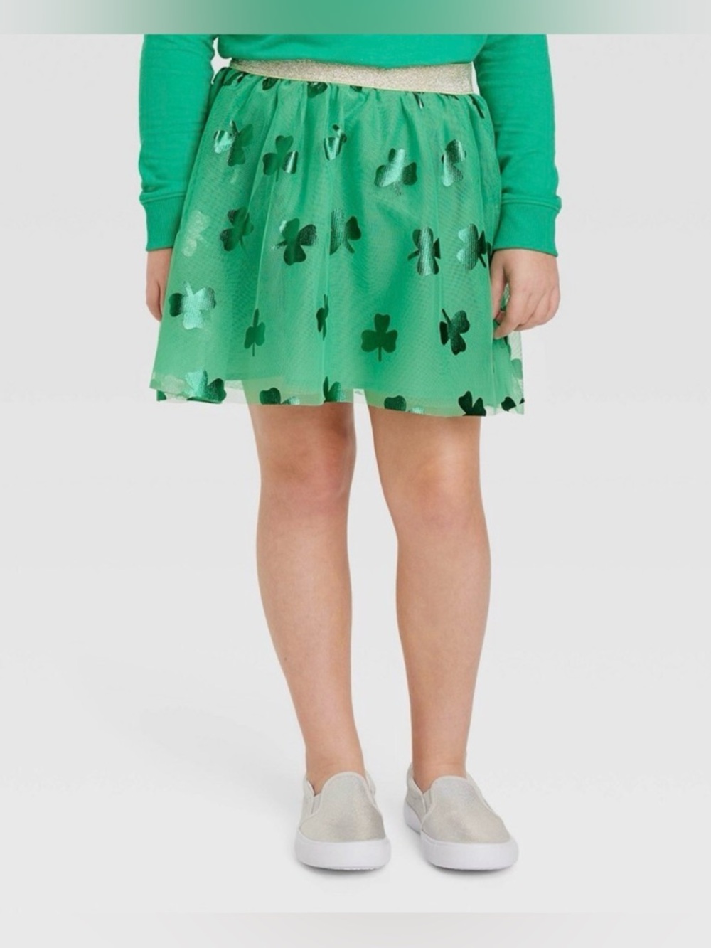 Cat & Jack St. Patrick’s Day Shamrock Tulle Skirt & Gold Waistband Size: XL (14)